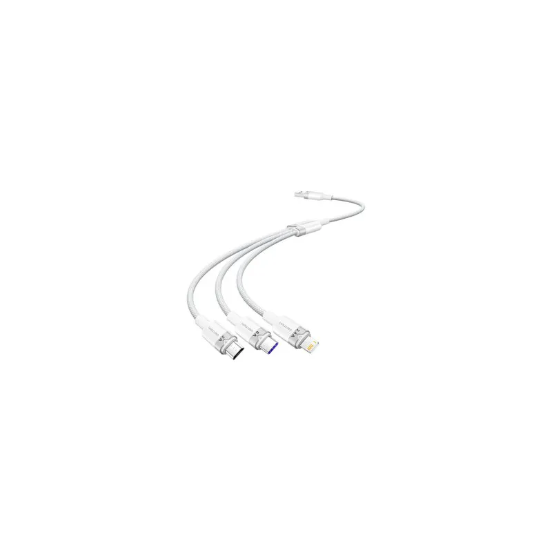USB 2.0 A to 3-in-1 6A cable Vention CTRWG 1.5M (white)